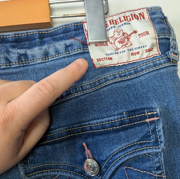 TRUE RELIGION Joey Mid Rise Flare Women Jeans Size 31 Blue Color Y2K Style 2000 - Picture 11 of 16
